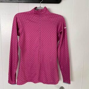 Nike pro quarter zip pink polka dot M